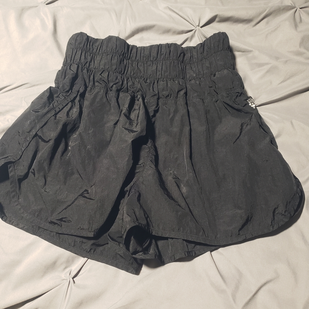 FP Movement by Free People Black High-Waist Smocked Elastic Shorts